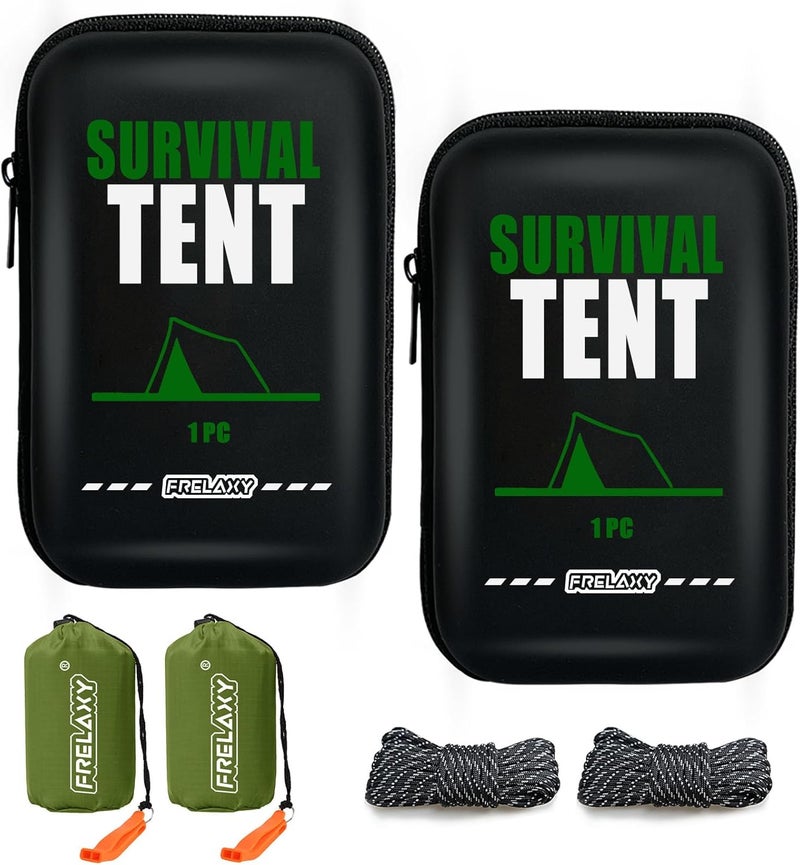 Frelaxy Extra-Thick Emergency Tent, Compact Survival Tent with Whistle, Upgraded Paracord, Storage Pouch, and EVA Case, 2 Person Emergency Shelter for Backpacking, Hiking, Outdoor - Image 1